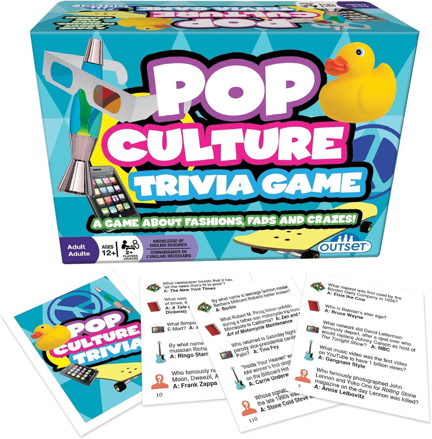 Outset Media Pop Culture Trivia 7 x 5 x 3 inches, Black and White With Red
