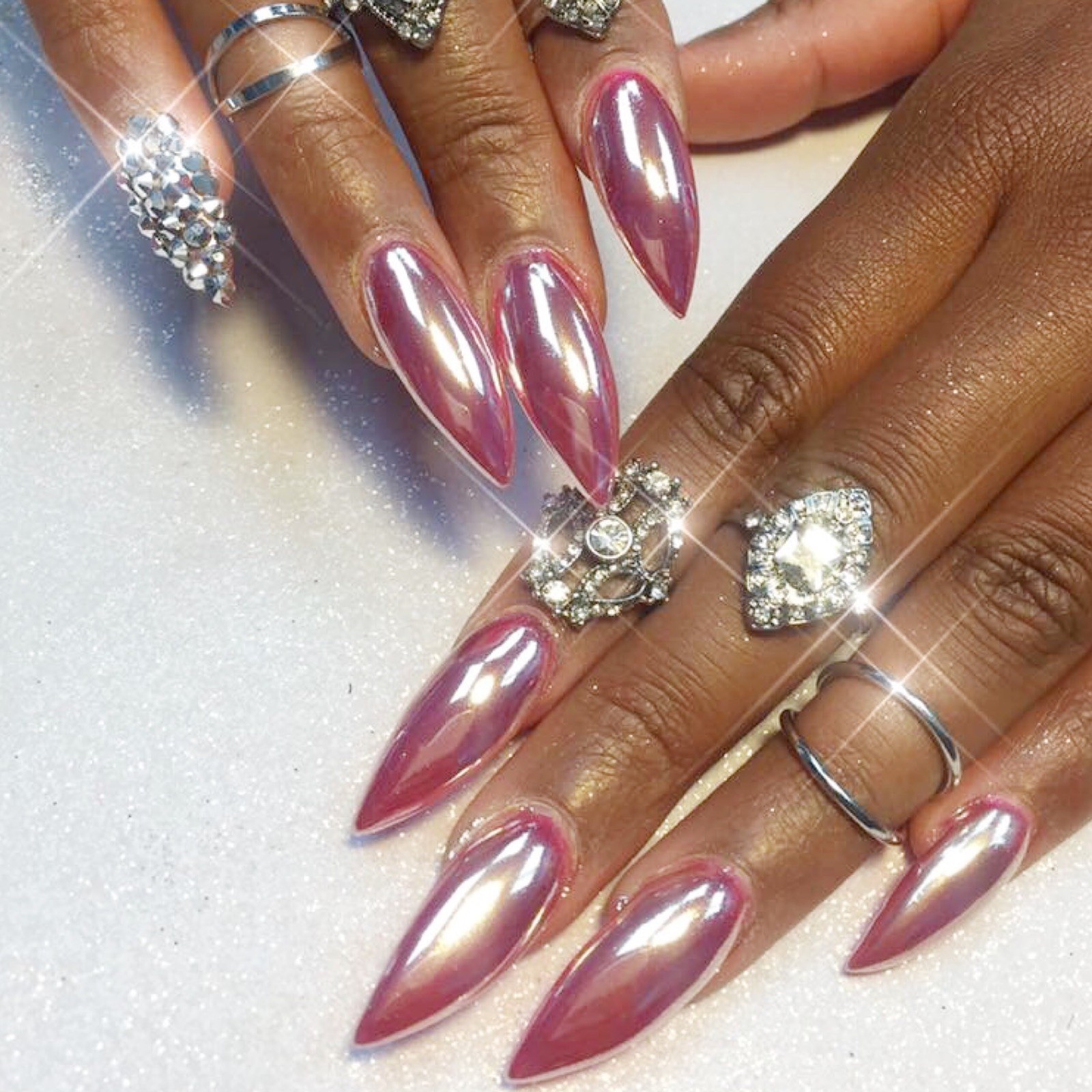 ROSE GOLD NAILS CHROME POWDER Mirror Effect Trendy Nail (R)