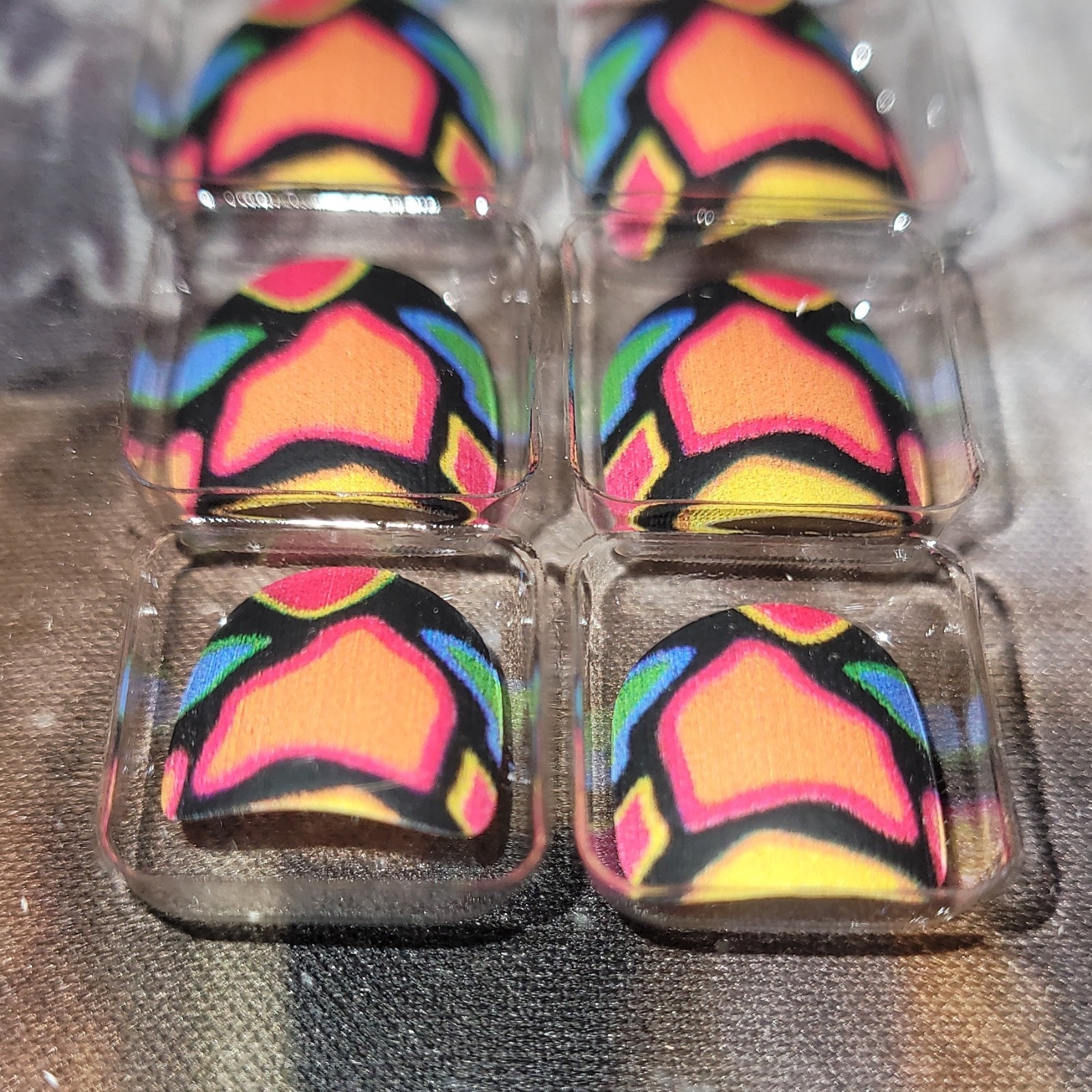 Pre-Designed Press-On Toe Nails Short Square Geometric Multicolor