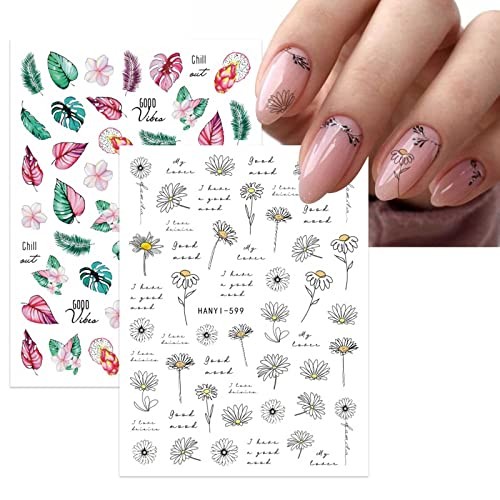 10 Sheets Spring Flower Nail Art Stickers Decals Self-Adhesive Pegatinas Uñas