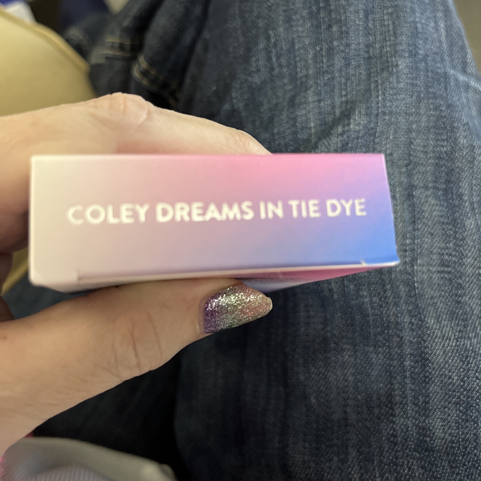 Red Aspen Press On Nails Coley Dreams in Tie Dye Pink and Blue Medium Dashes