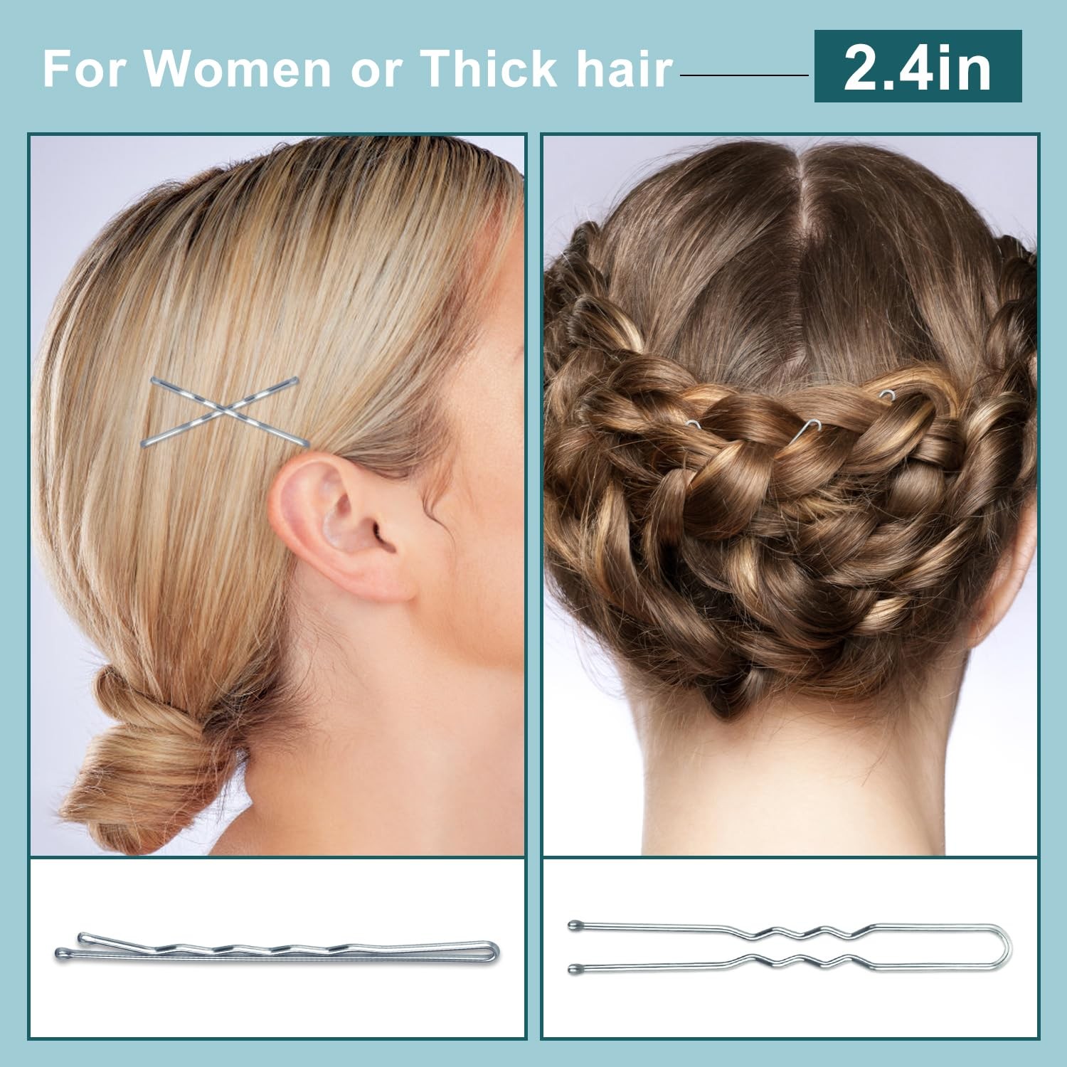 TsMADDTs Hair Pins Kits, 200 pcs Silver Bobby U Shaped for E-Silver