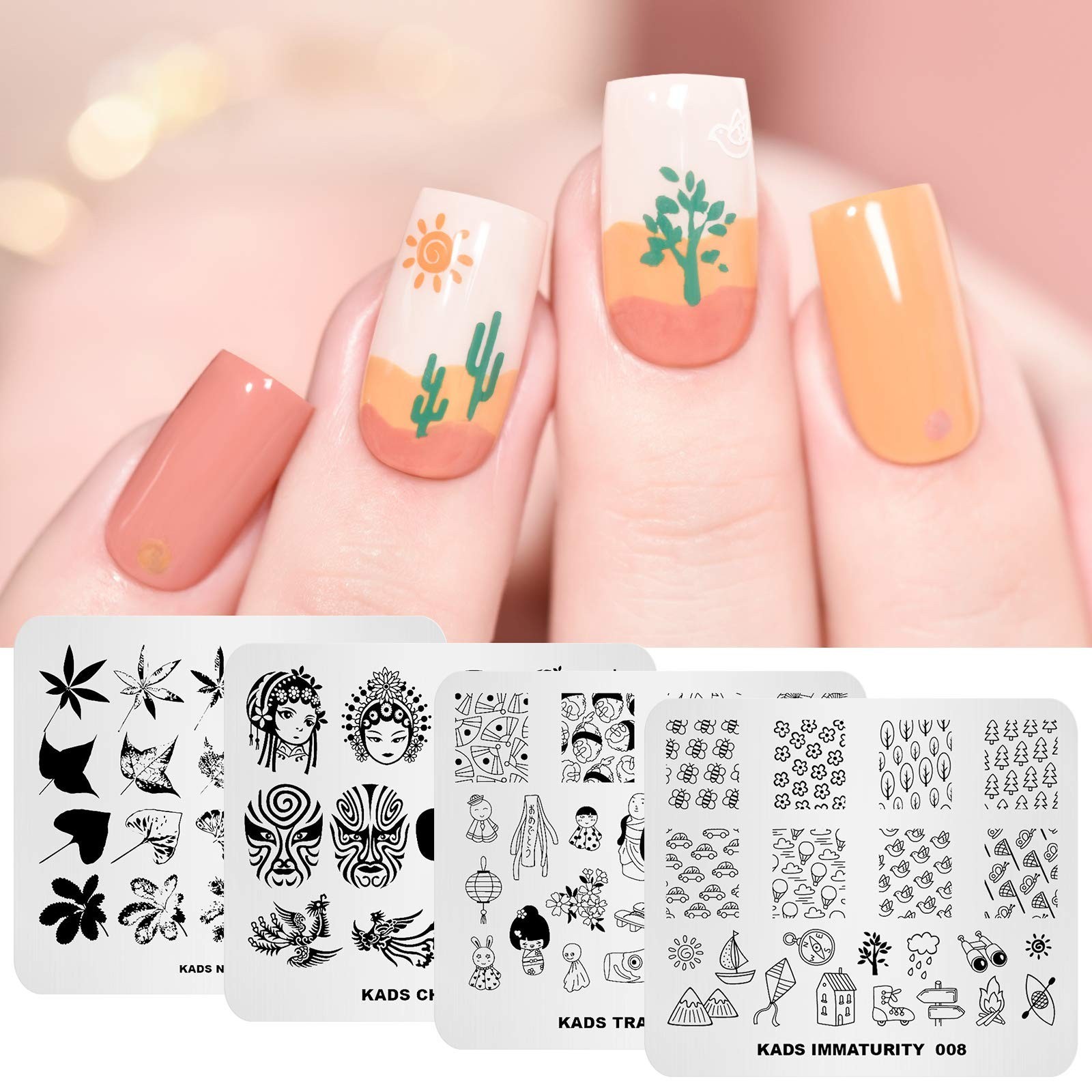 20Pcs Nail Art Stamping Plates Set – Floral, Animal & Leaf Designs for DIY Manic