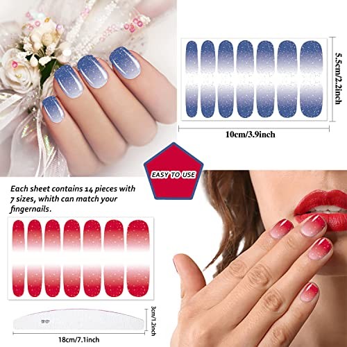 168 Pieces 12 Sheets Glitter for Short Nails Self Gradient Color Nail Wraps