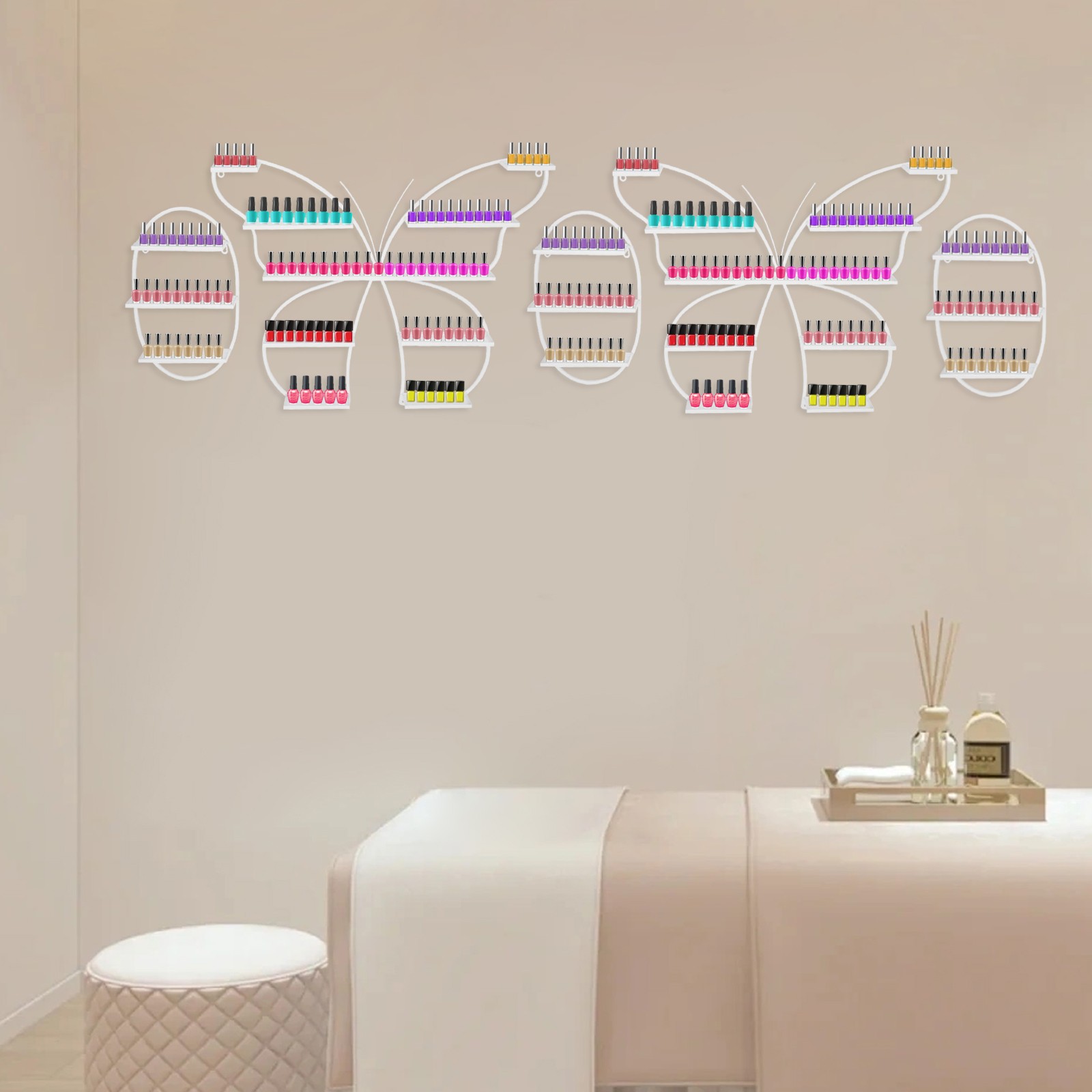 5PCS Iron Butterfly Nail Polish Rack, Wall-mounted Nail Polish Storage Rack