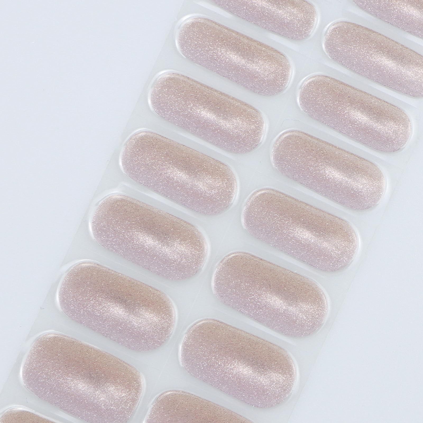 JMEOWIO Gel Nail Stickers Glitter Cat Eye Semi Cured Gel Nail Strips Wraps UV…