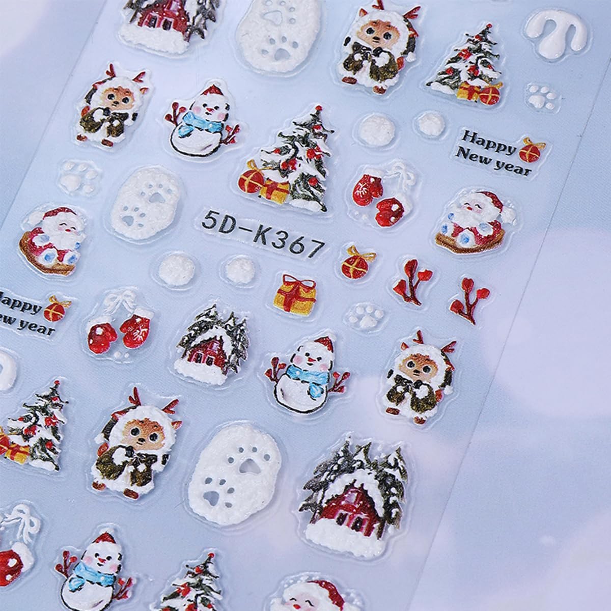 2 Sheets Embossed Christmas Nail Stickers for Nail Art Santa Claus Snowman Na…