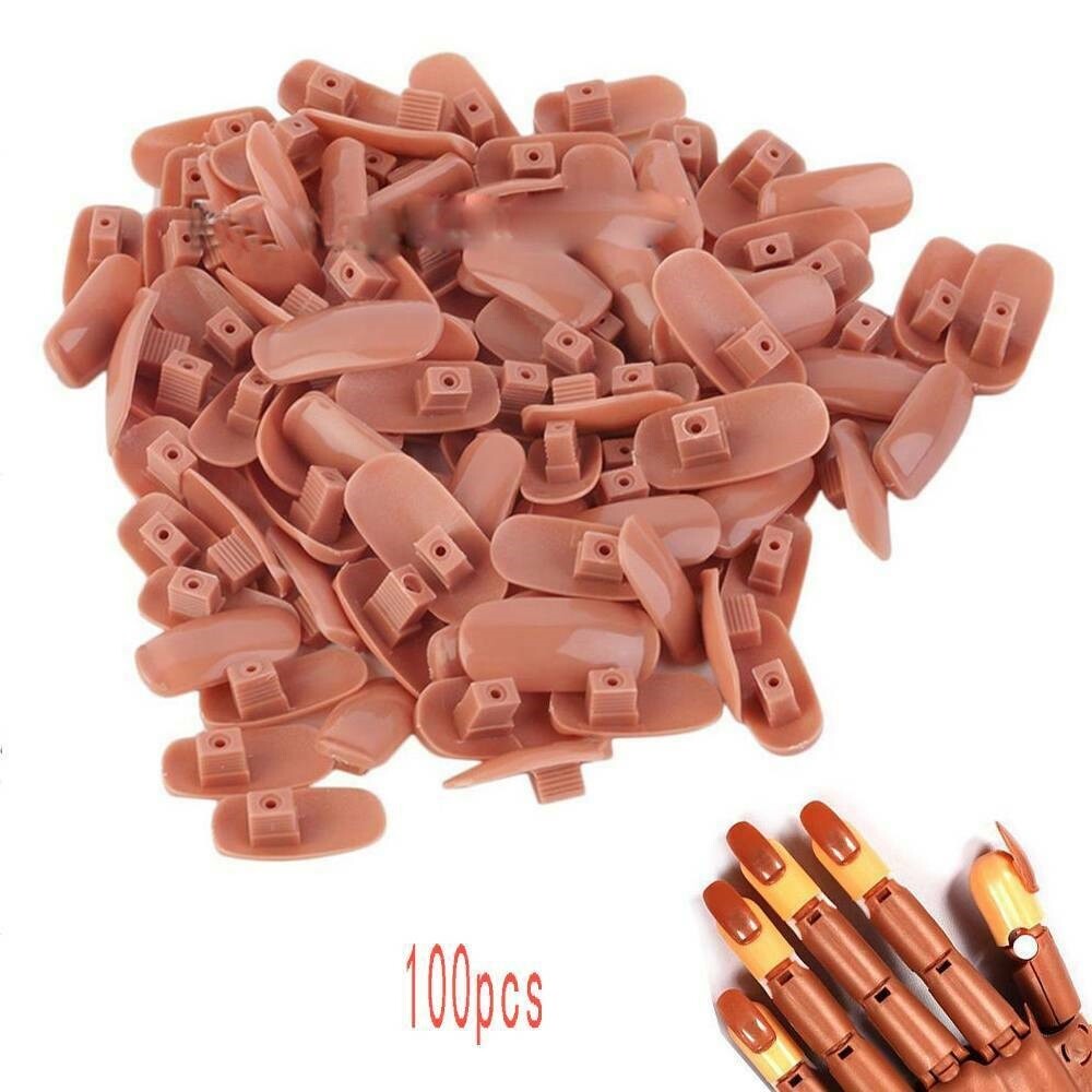 (2 Pack) 100 Pcs Replacement Refill Nails Tips for Flexible Nail Training Hand