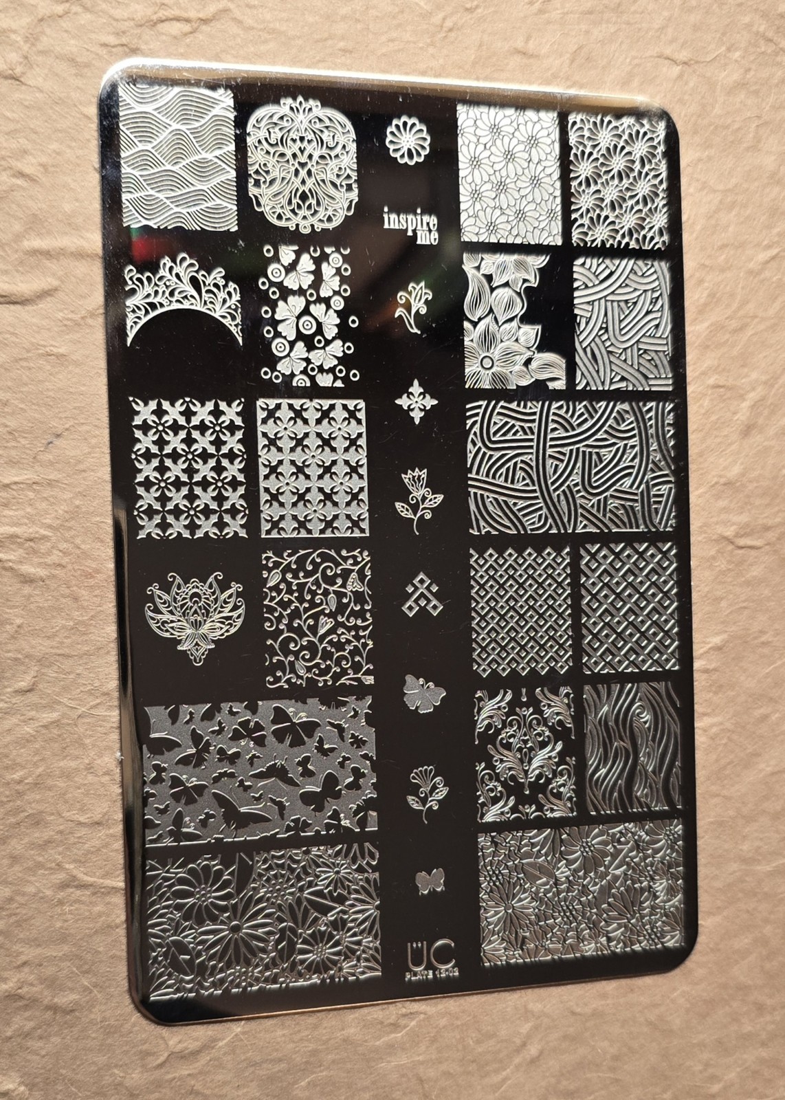 UBER CHIC UC 12-02 Nail Stamp Plate UberChic Floral Geometric Butterfly Swirl
