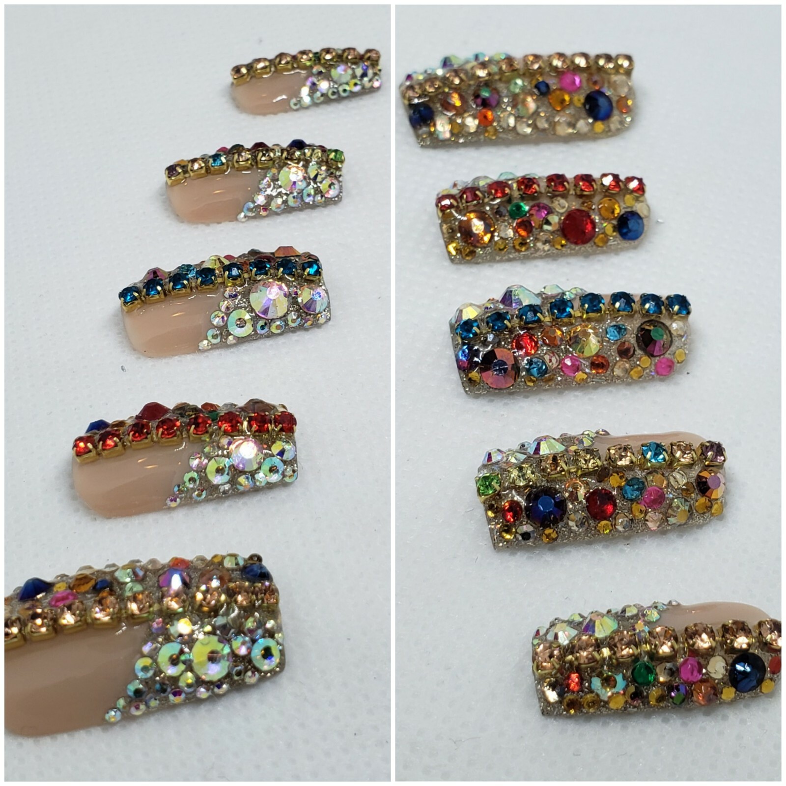 Press on nail💎Modern Bling Cleopatra💎Half French Square medium length