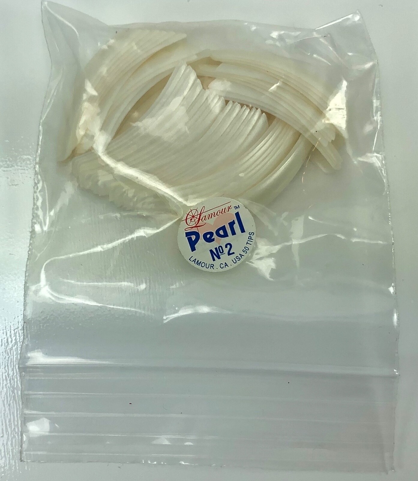 * Lamour Professional Nail Tips French PEARL White 0-10 Made in USA 550ct