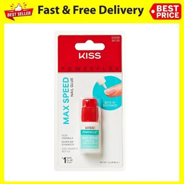 KISS PowerFlex Nail Glue 0.10 oz Fast Dry Adhesive for Press On Nails & Repairs