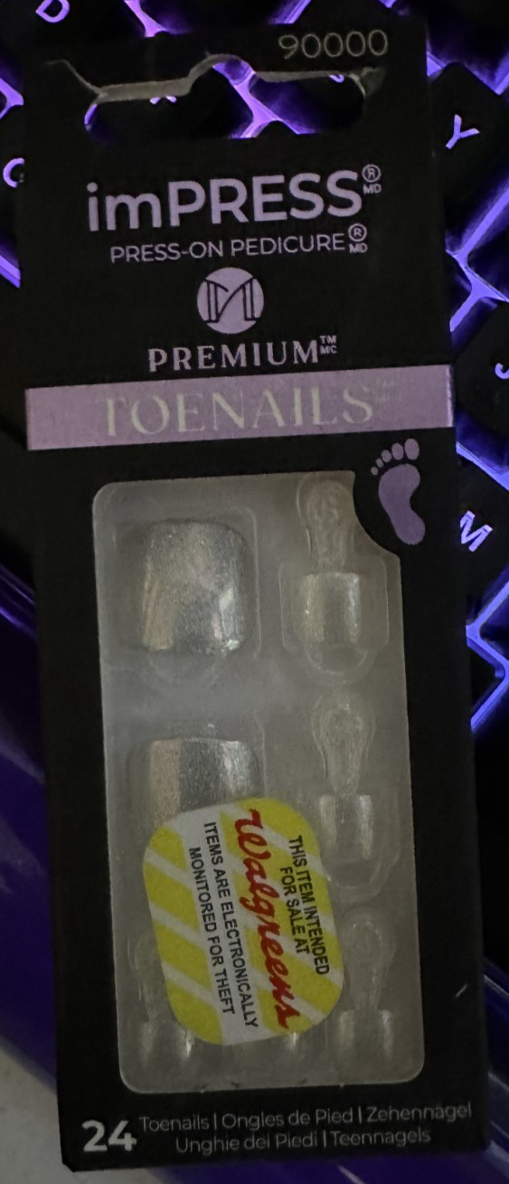 Impress! kiss Peticure Nails TOES Silver Glitter metallic