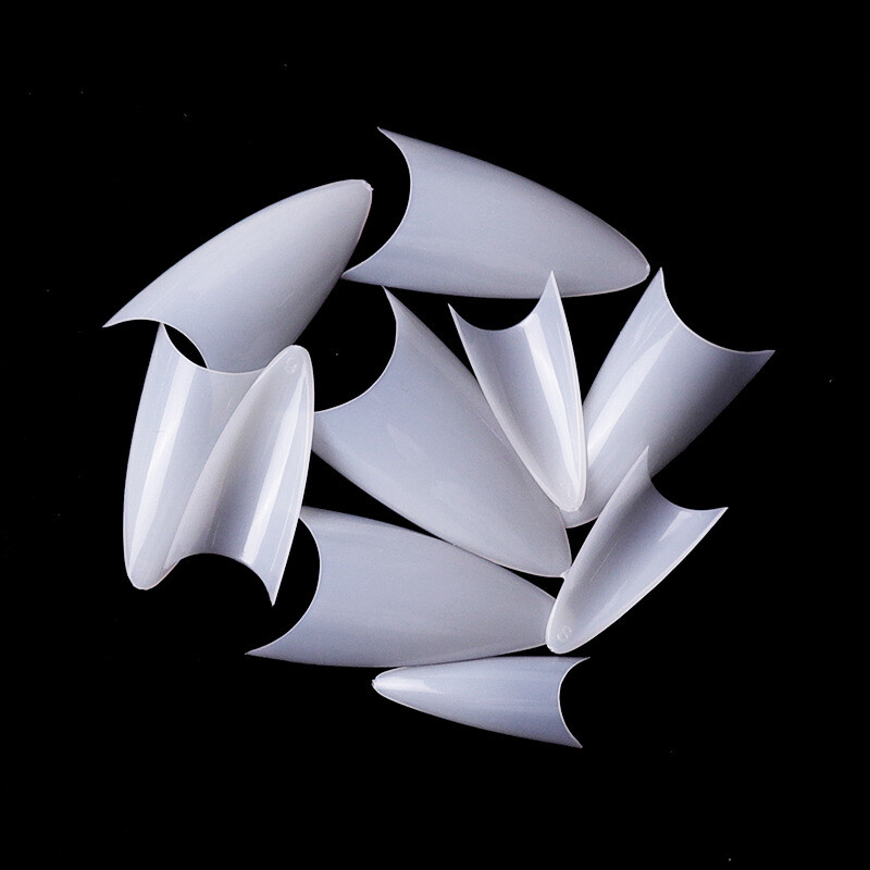 500 Pcs Stiletto Sharp False Nail Tips Nail Art Acrylic French Half False Tips