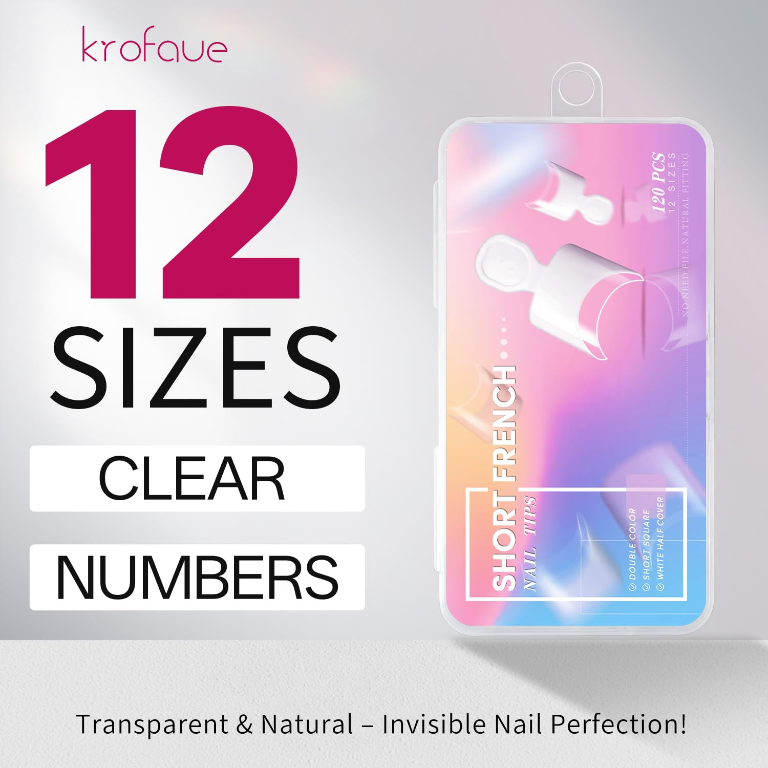 Krofaue Short French Half Wrap Nail Tips, 120PCS Acrylic False Tips | Half Wrap