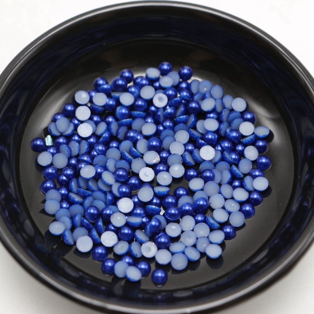 2000 Royal Blue Acrylic Half Pearl Bead 4mm Flat Back Scrapbook Flatback Nail