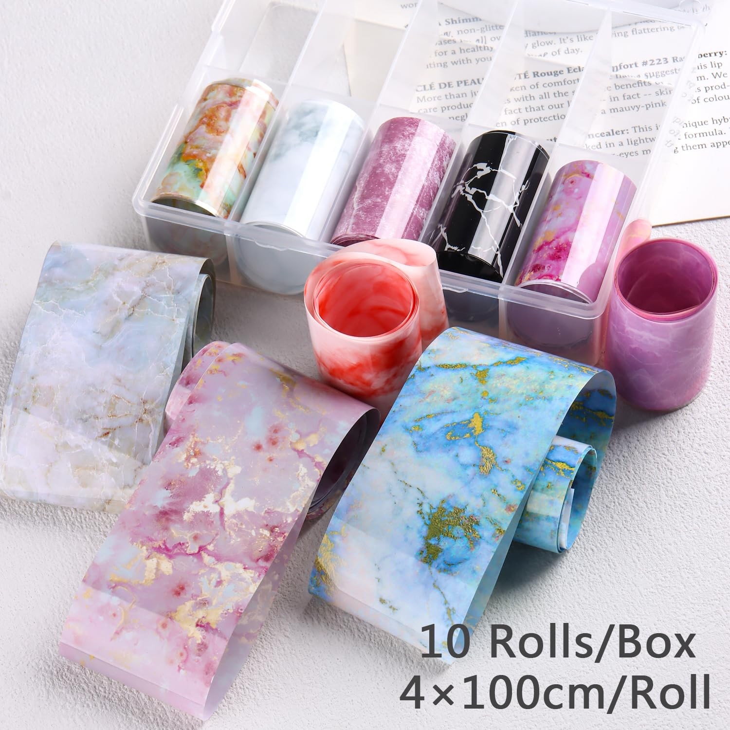 SUTOKAKA Pink Marble Nail Art Foil 10 Rolls