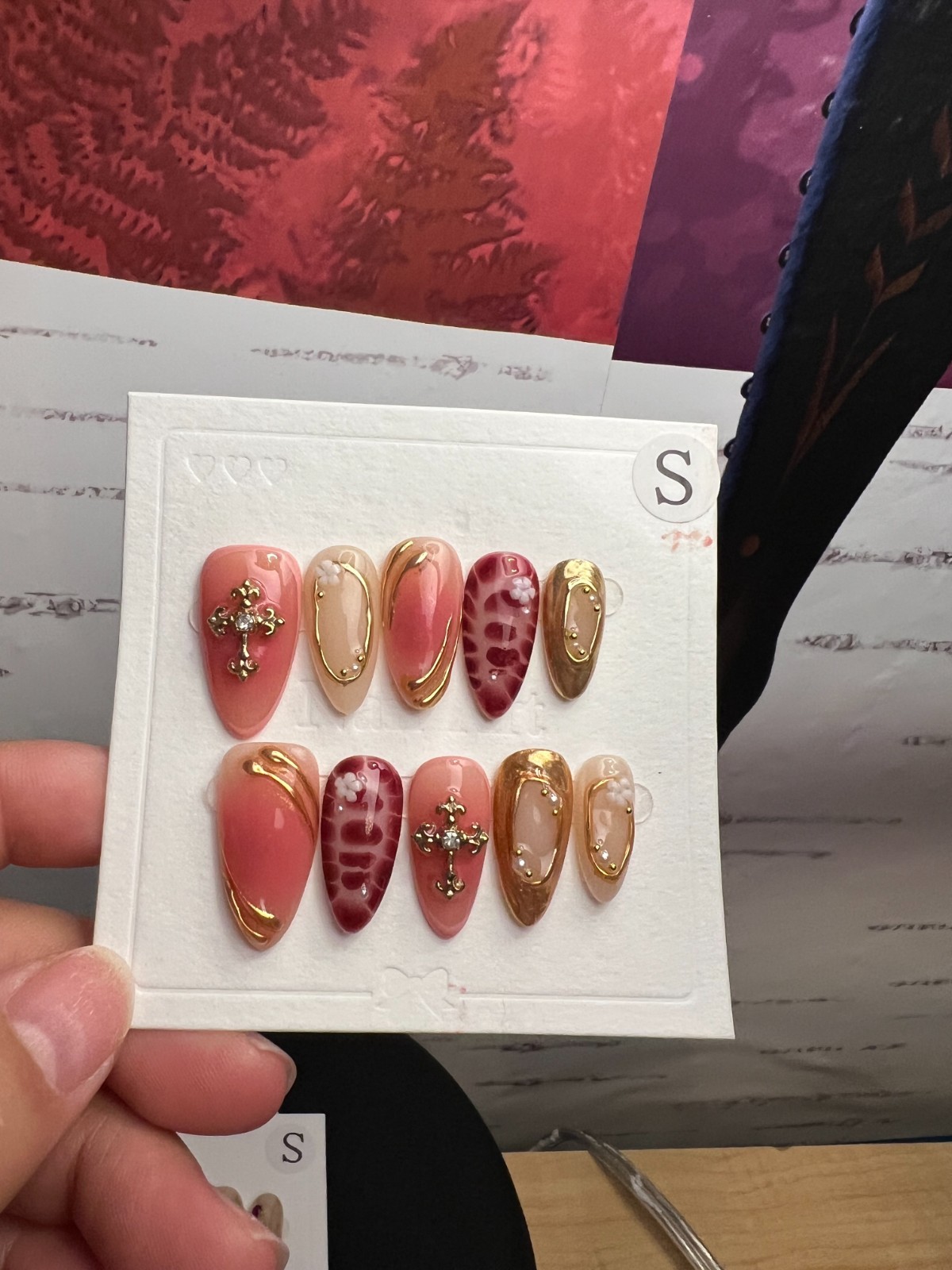 Handmade Press on Nails Size S, Almond Shape with Multiple Designs NEW