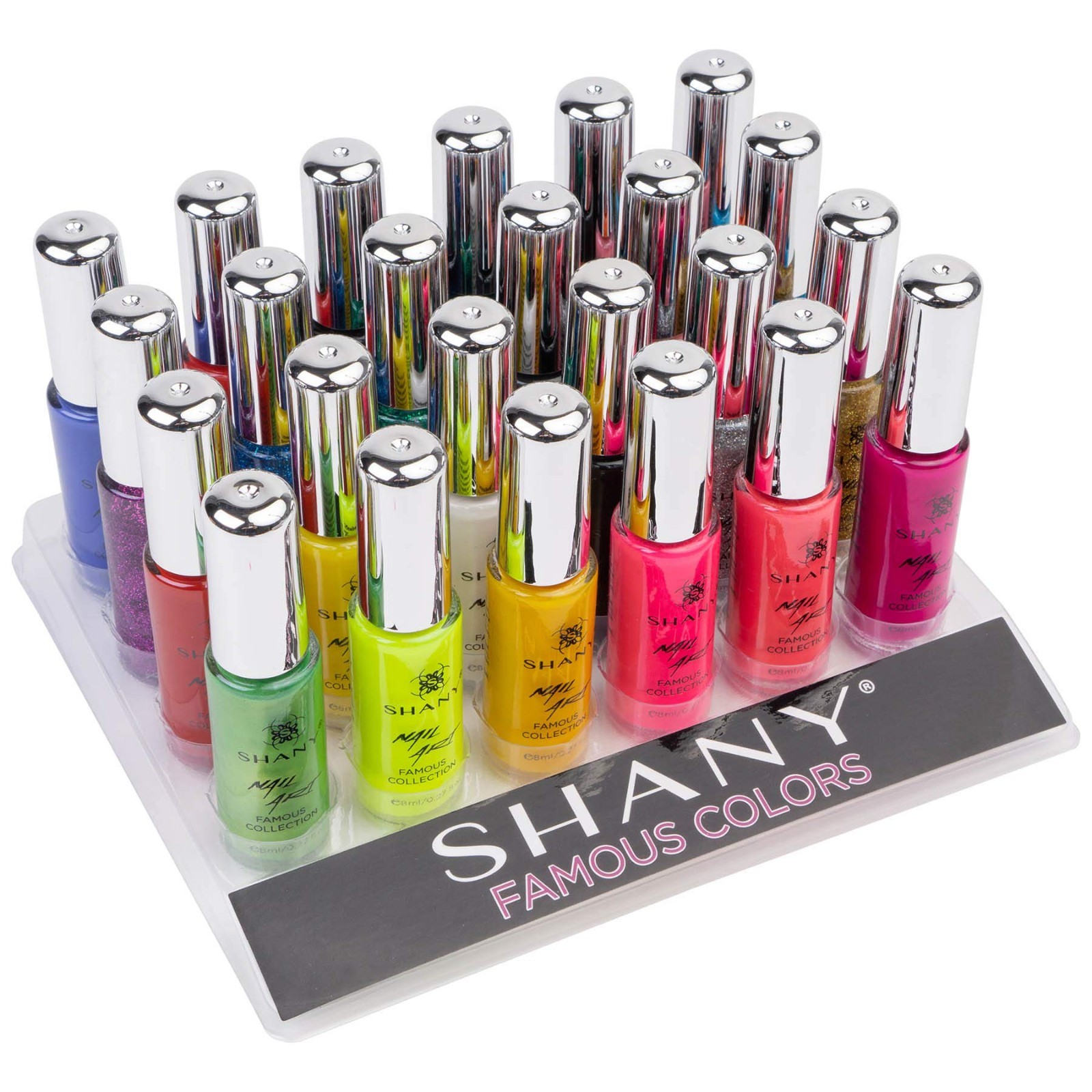 Nail Art Set – 24 Colors Glitter, Metallic, Neon & Matte Polish with Thin Brush