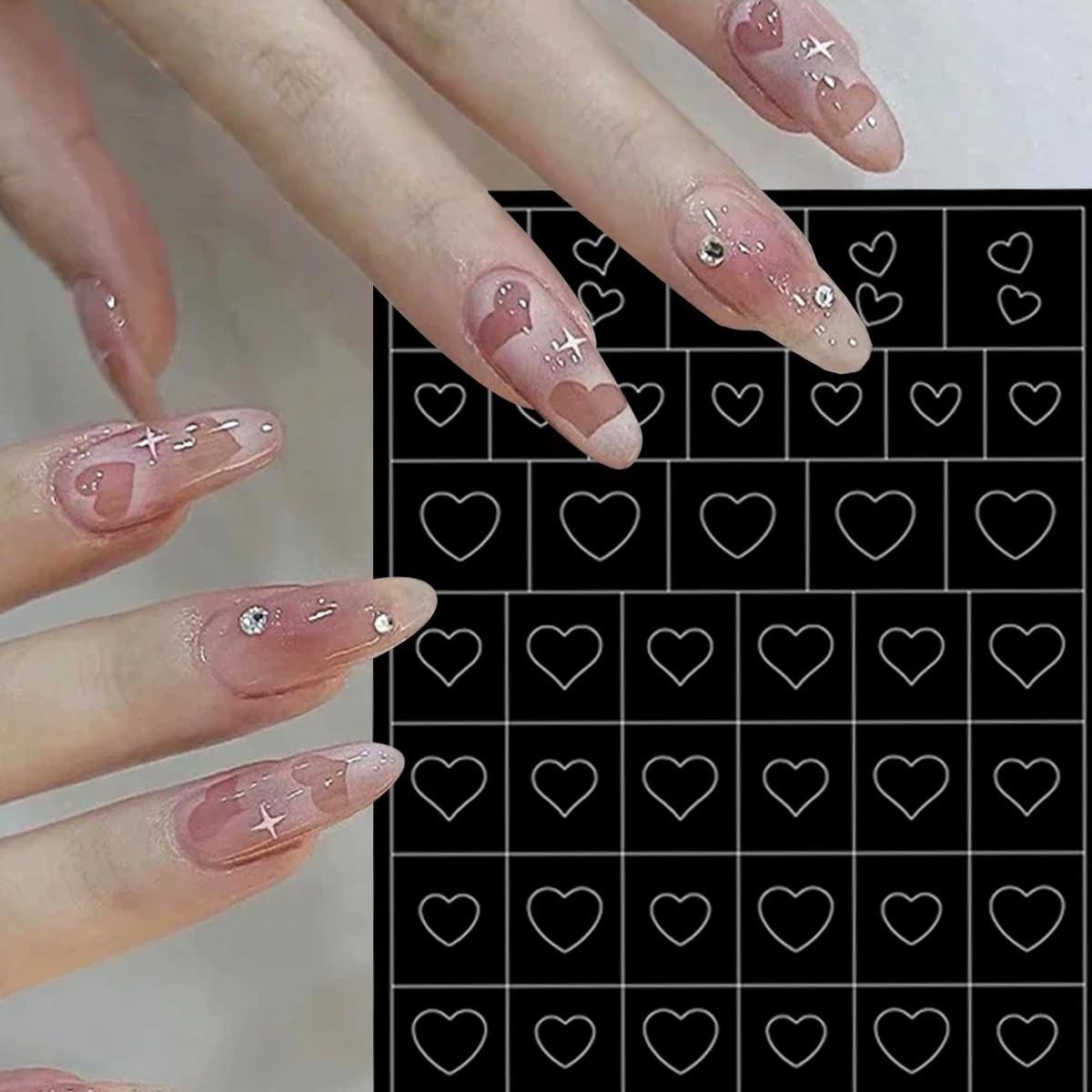 6 Sheets DIY Airbrush Nail Stencils – Butterfly, Heart, Star, Flame Designs f…