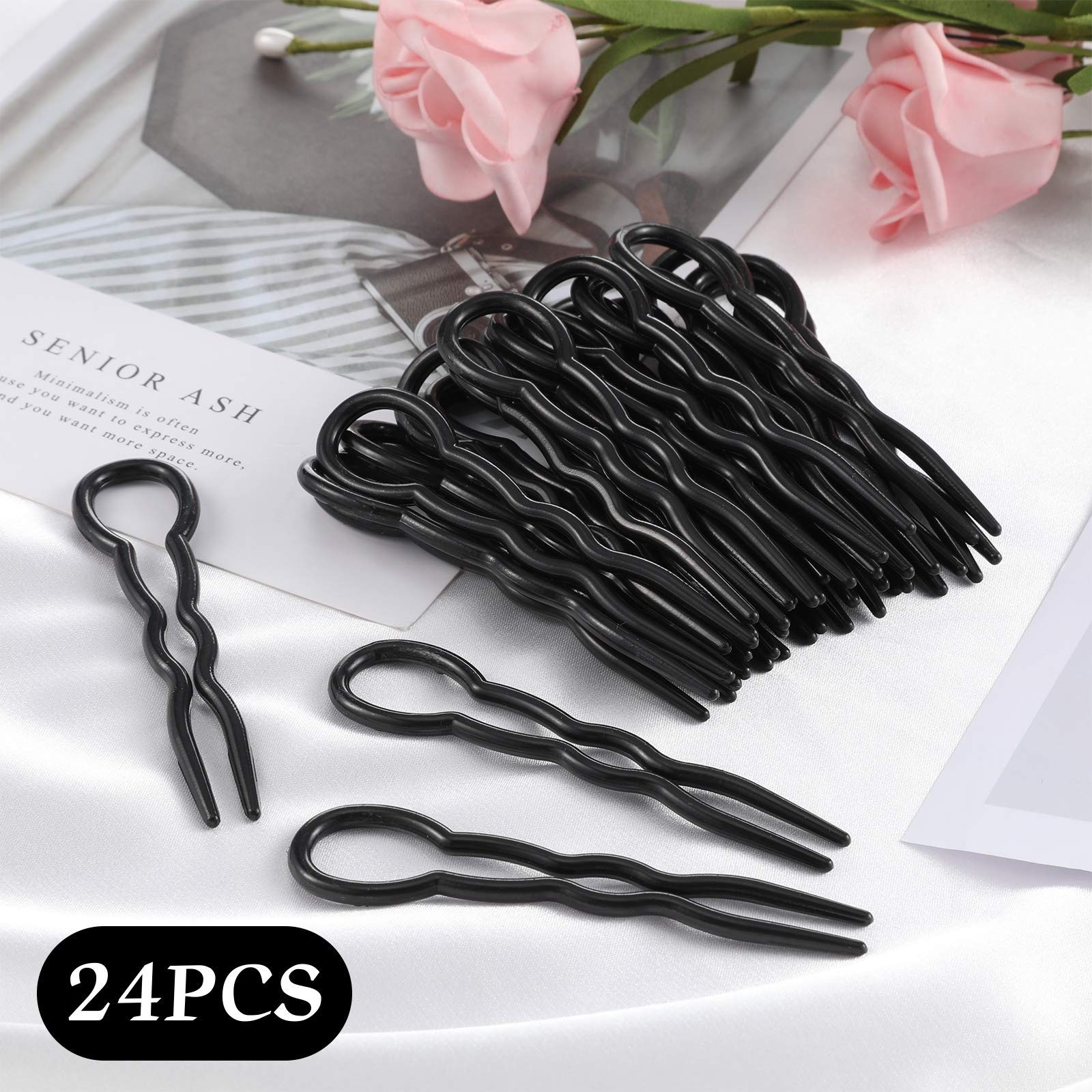 Chuangdi 24 Piece Plastic Hair Bobby Pins U Shaped Grip Pins Fast Spiral Clip…