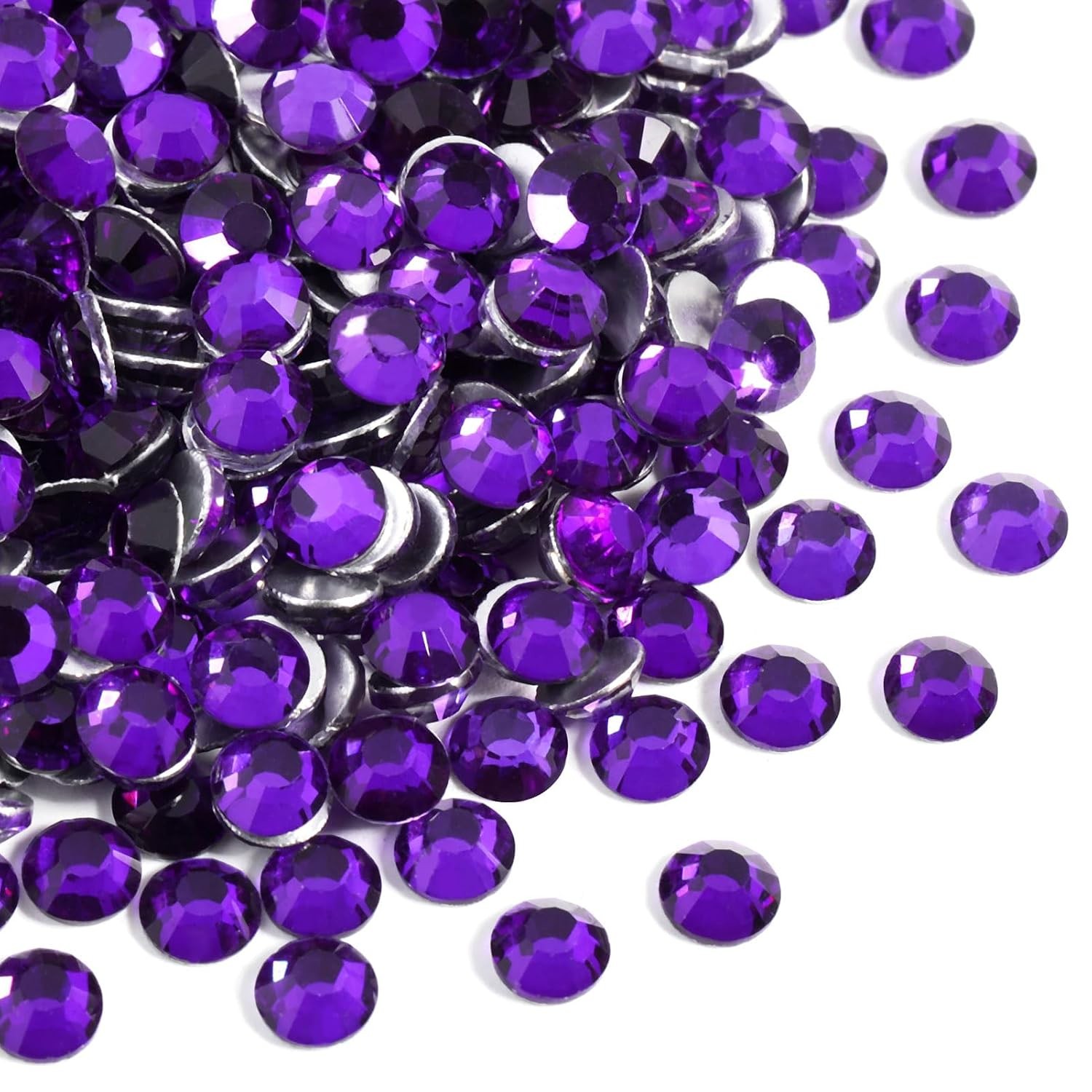 Flat Back Crystal Rhinestones Round Gems Purple Nail Art Rhinestones SS12 Size
