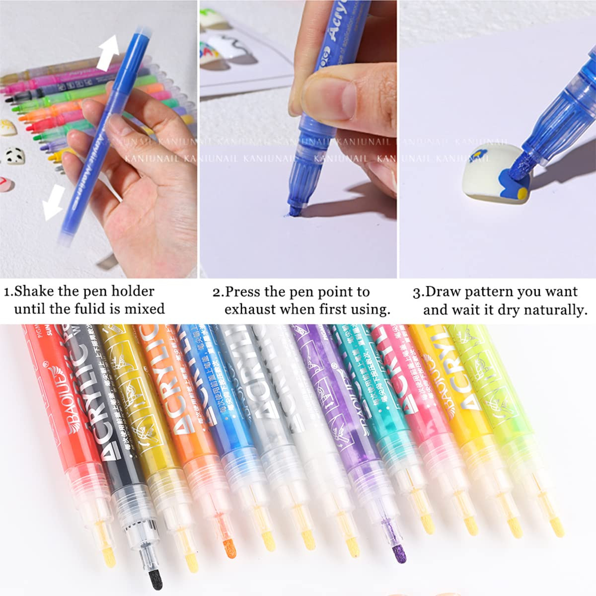 Nail Art Marker Pen Set 12Pcs Drawing Gel Polish Pen Kit 1Mm | Waterproof Marker