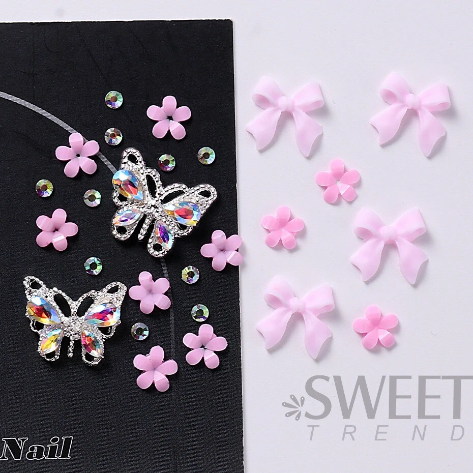 3DNail Charm Flower Nail Art Stickers Decals DIY Art Jewelry Nail Decoration