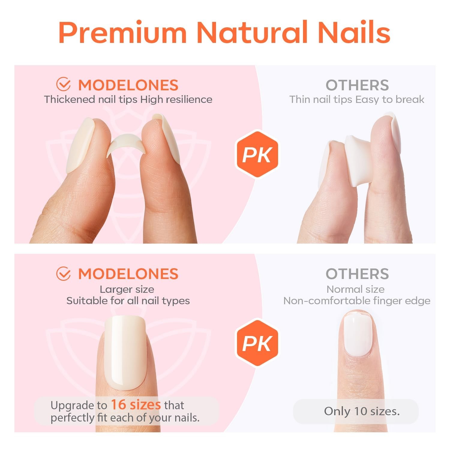 French Tip Press on Nails Short Almond, 32Pcs 16 Sizes Fake Nails | Nails Pre…