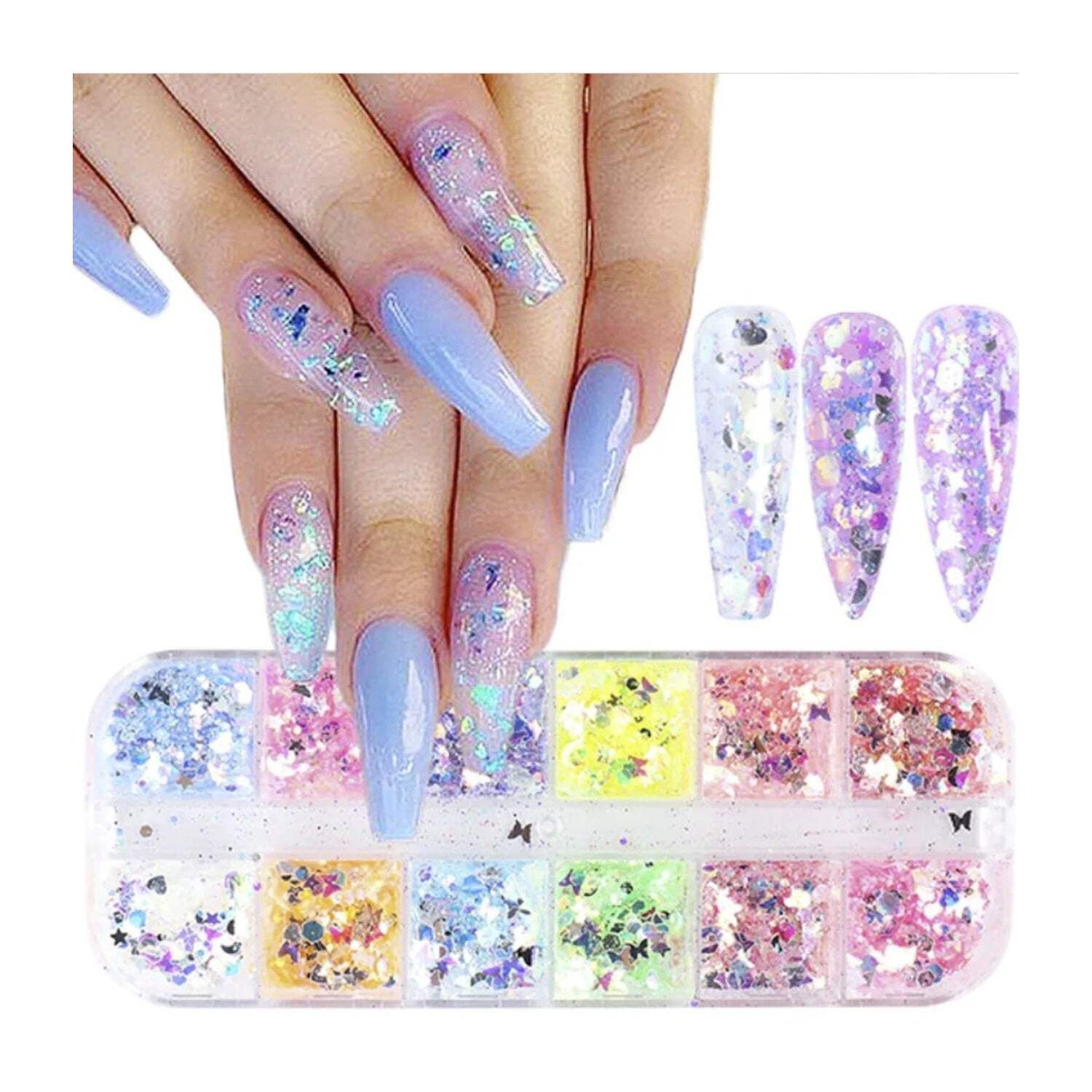 Holographic Nail Paillette Fruit Heart Butterfly Mirror Slices Nail Art Sequins