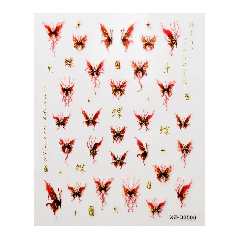 4Pcs Self-Adhesive Nail Art Decals with Butterfly Bow-Knot Floral Designs NH28