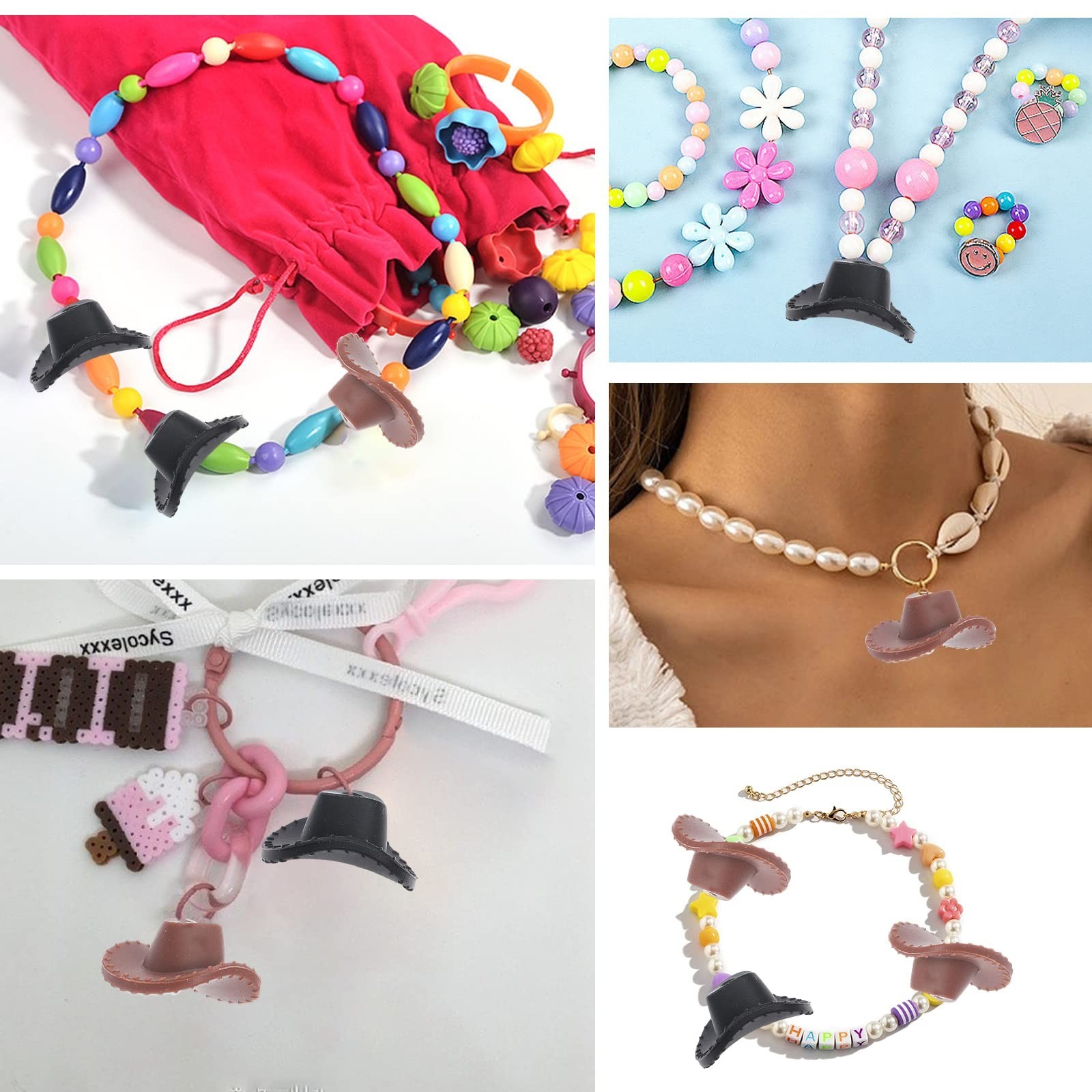 CHGCRAFT 16Pcs 2Colors Hat Silicone Beads Silicone Loose Spacer Beads Charms …