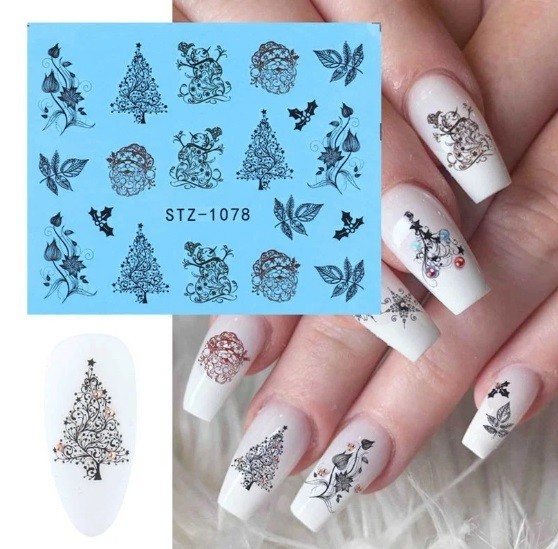 Christmas Nail Art Water Decals: Santa, Snowman, Reindeer(Group 1)