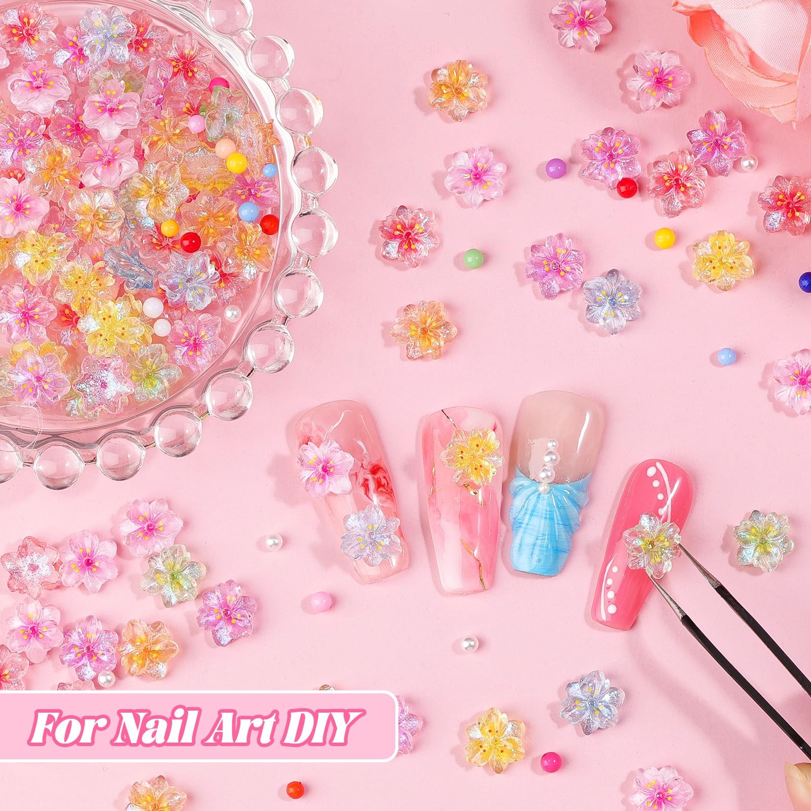 Flower Nail Charms for Acrylic Nails Manicure DIY Nail Decor Women Girls Crafts