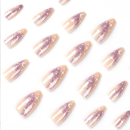 Purple Press on Nails Fake Nails Almond Cute Women’s Bling False Nails Daily