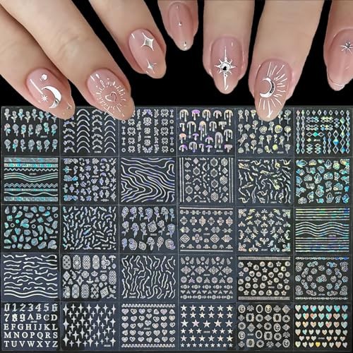 90 Sheets Nail Stickers for Valentine’s Day Nail Art Decals 3D Self Style-i