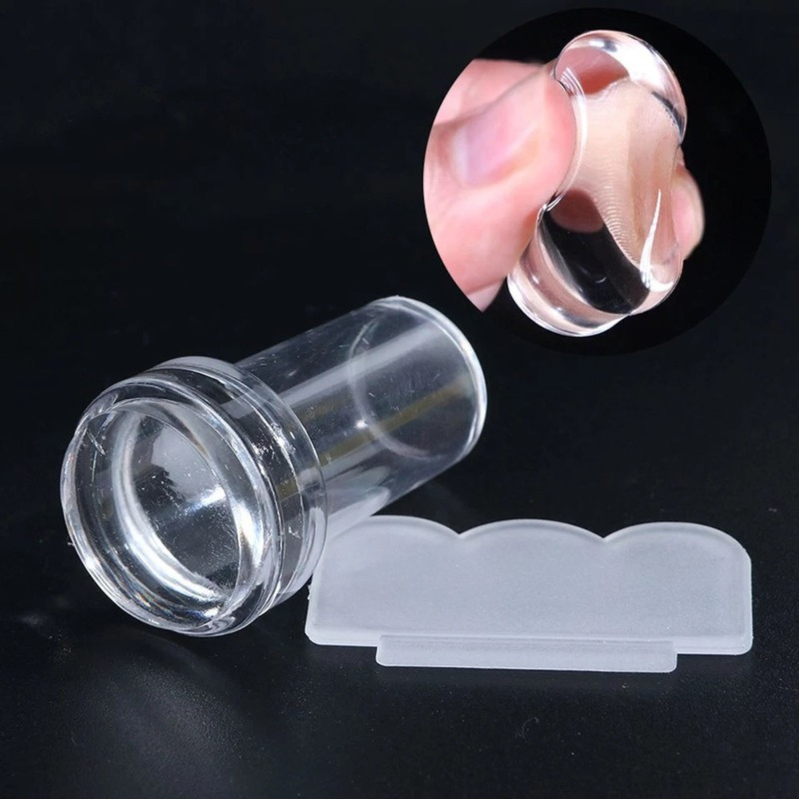 French Nail Art Stamper Silicone Jelly Tool with Scraper for DIY Manicure