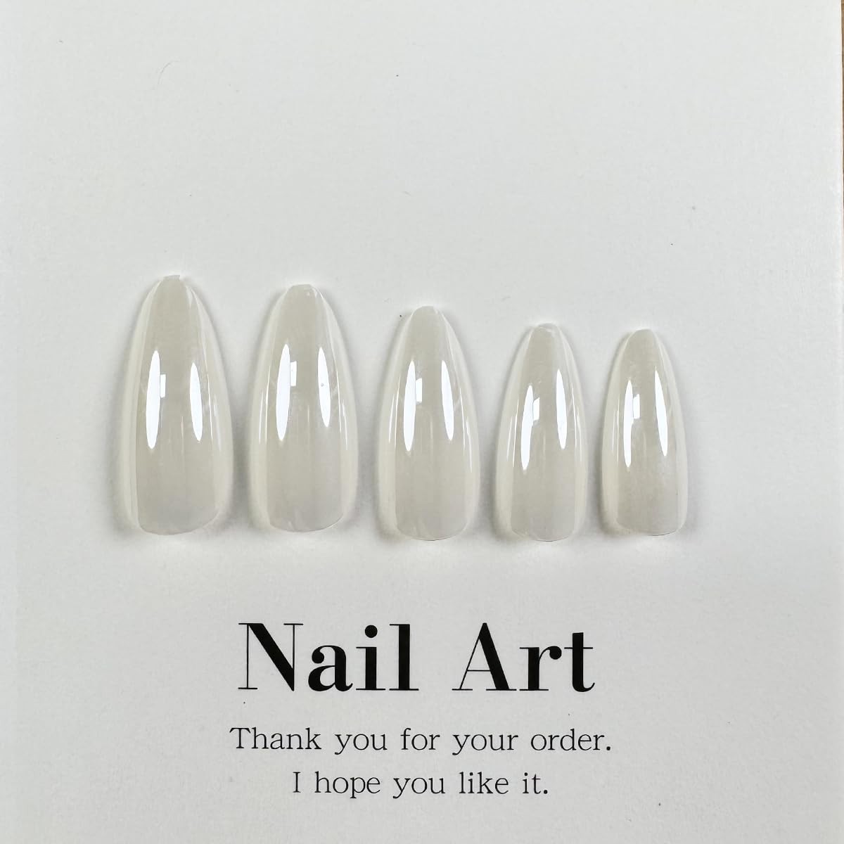 White Chrome Press on Nails Medium Almond Fake Mirror Medium, Style-18