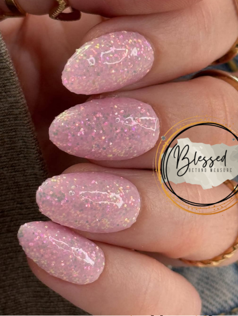 Red Aspen Press On Nails- Valentine’s PINK Laugh & Love, Brooklyn Almond Medium