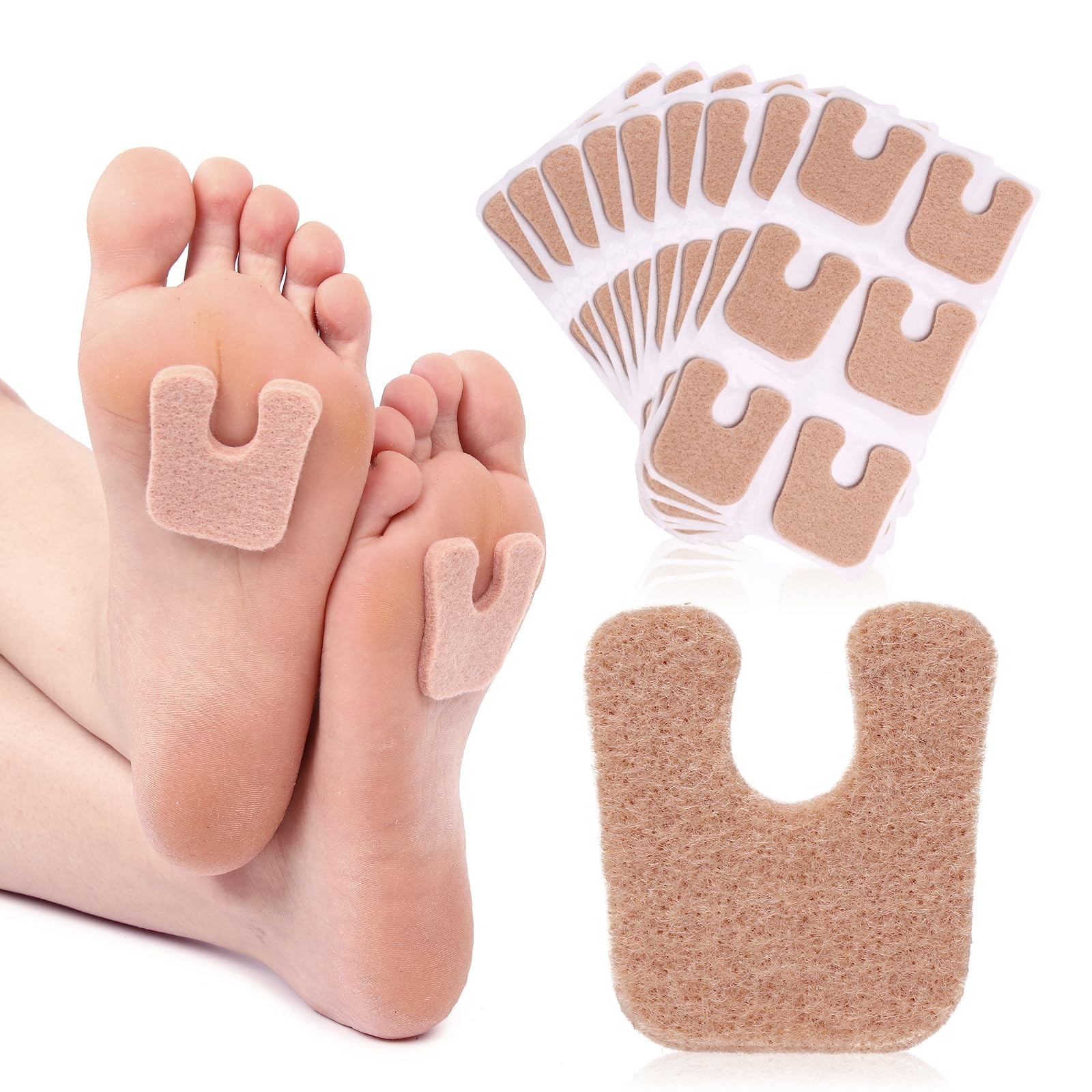 MoyRetty 60pcs U-Shaped Felt Callus Pads, Metatarsal Pads Self-Stick Cushions…