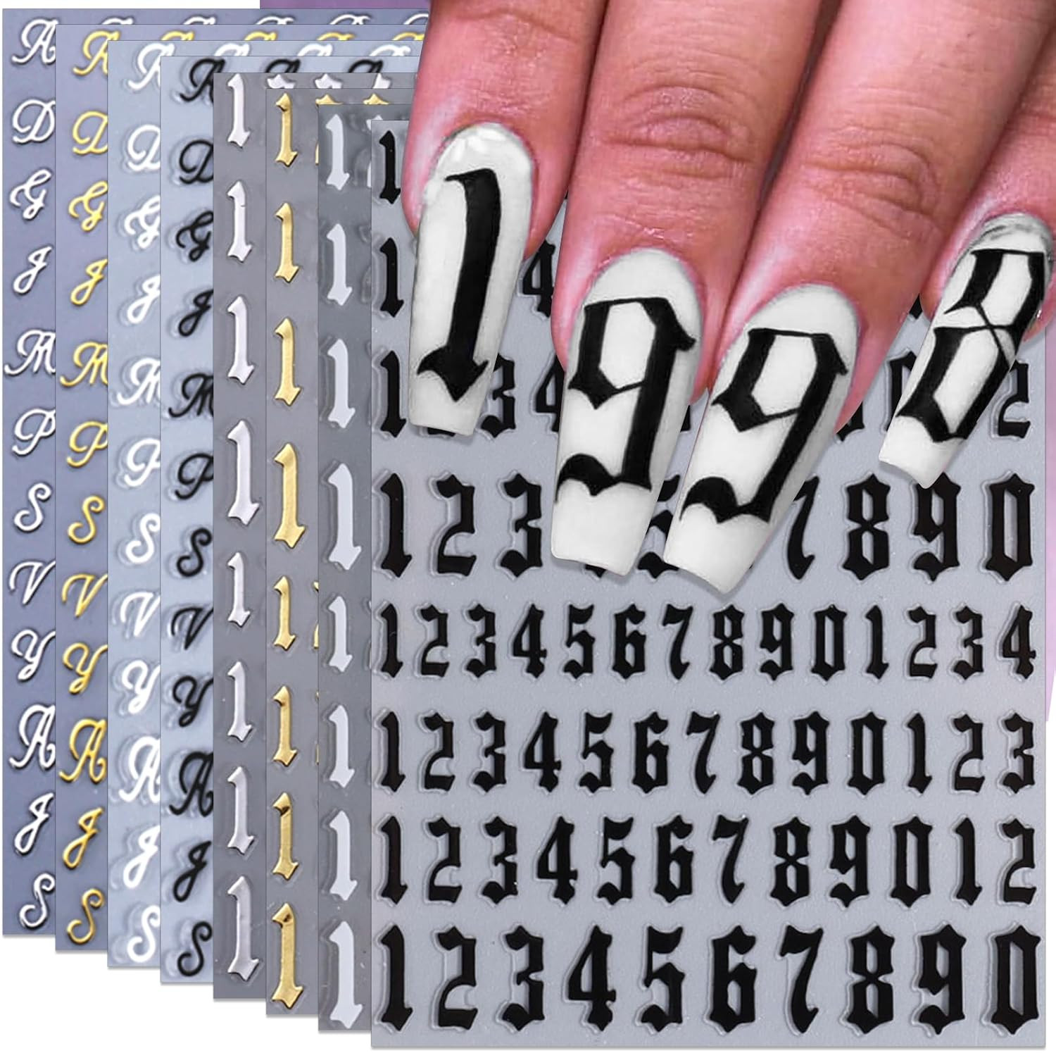 Letter Nail Art Stickers – 3D English Alphabet Nail Decals for DIY Part of Fluor