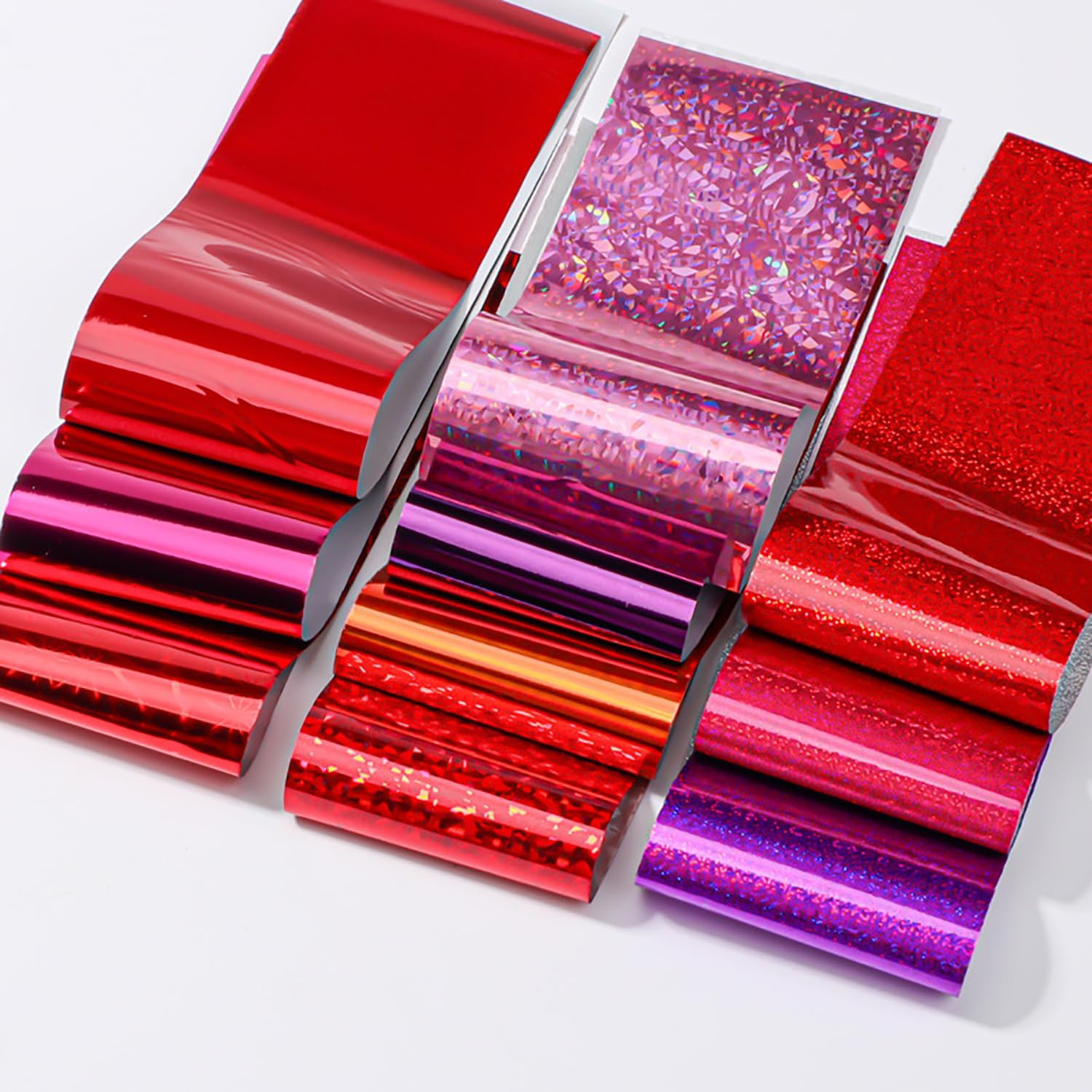 Holographic Nail Foil Laser Metallic Broken Glass Transfer Foil Nail Wraps Foils