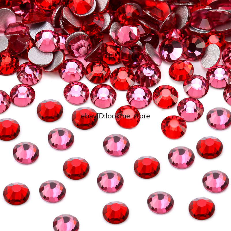 Red Siam Crystal Flat Back Rhinestones Glitter Glass Gems Nail Art Decor Beads