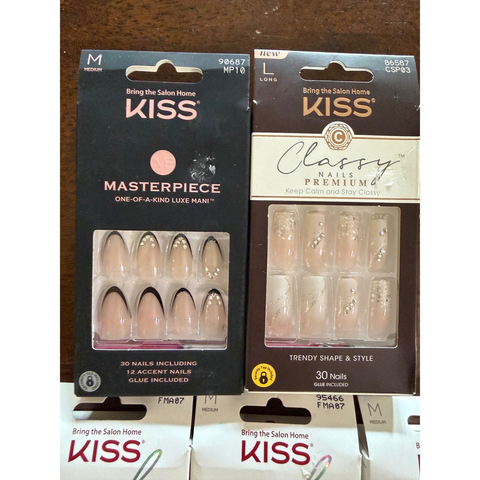 Kiss Press On Nails Bundle Gel Fantasy Magnetic Masterpiece Classy 5 Boxes NEW