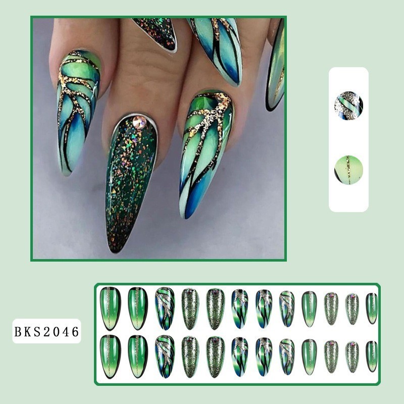 Almond Mid-Length Multi-colored Press-On Nails