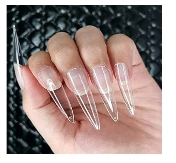 504PC Stiletto XXL ABS Gel Nail Tips Press on Nail Clear Tips Full Cover, Bag