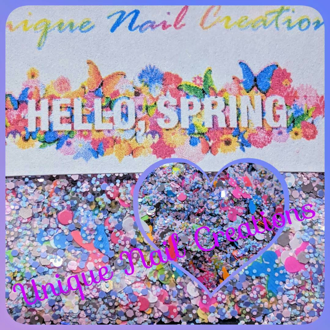 Limited Edition Glitter Mix~HELLO SPRING~Nail Art/Body Glitter/festival/Slime