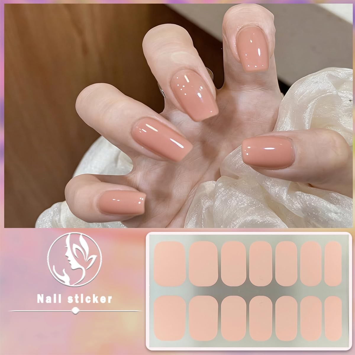 6 Sheets Solid Color Gel Nail Strips Nail Wraps Glitter Solid Color Gel Nail …