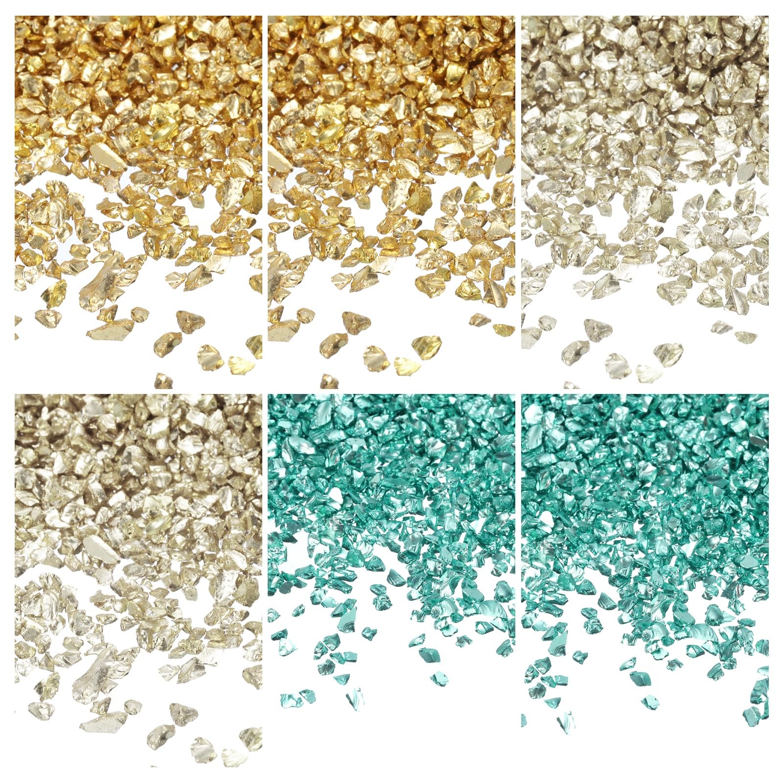 MECCANIXITY 26g Crushed Glass for Crafts, 2-4mm Metallic Irregular Glass Chip…