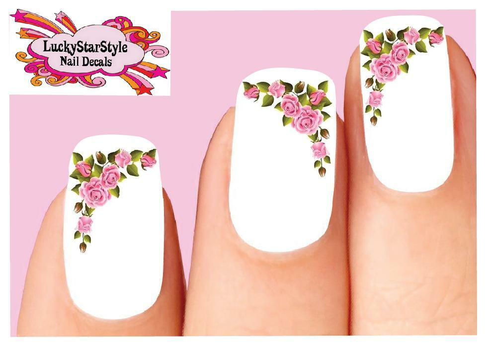 Waterslide Rose Nail Decals Set of 20 – Pink Roses Corner